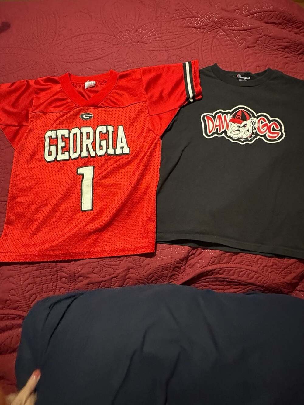 Signature Design UGA Football Jersey Red #1  Champion UGA shirt Size S 7/8
